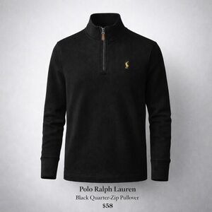 Polo Ralph Lauren Black Quarter Zip Pullover Sweater Size S